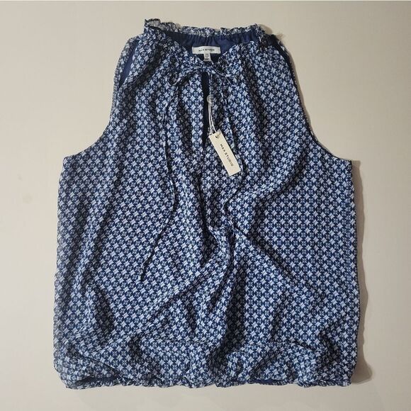 Max Studio Women's Navy Print Tank Blouse Top - Picture 3 of 13